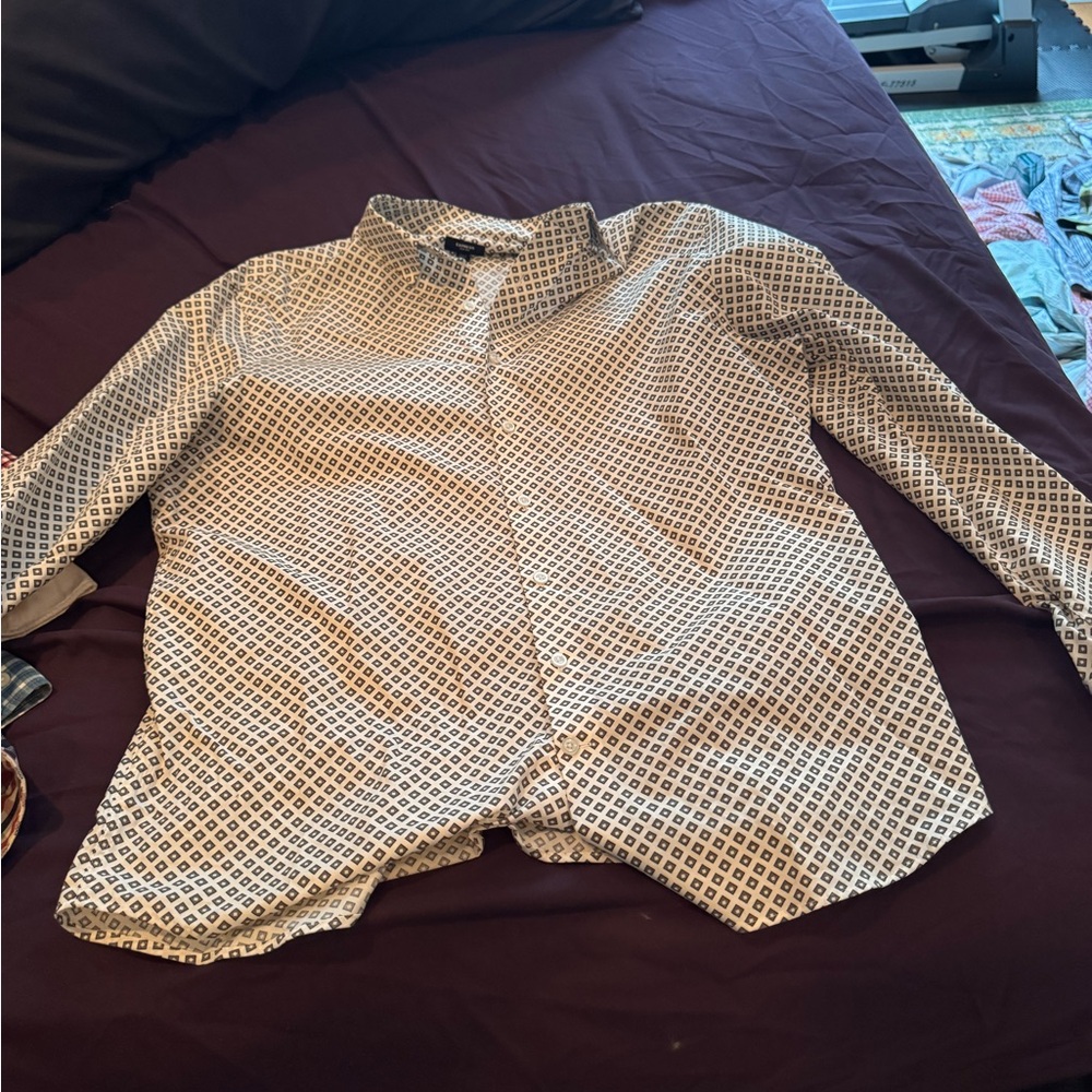 Express Black and White Geometric Shirt